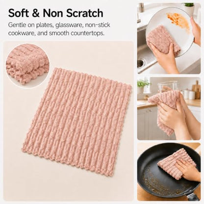 kimteny Microfiber Dish Cloths for Washing Dishes 24 Pack, Pink - color: Pink, size: 12 x 12 - 24 Pack