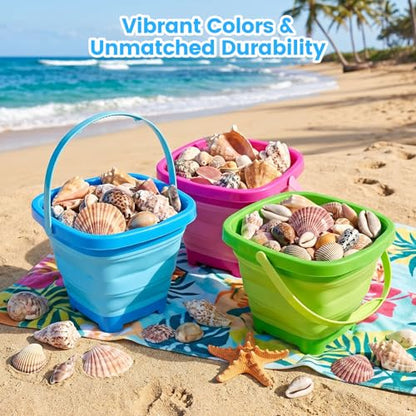 SHINDEL Collapsible Bucket for Kids,3 Pcs, Multicolor - color: Mix 1
