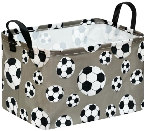 Rectangular Soccer Basket Box Hamper Storage Basket Collapsible Organizer Bin Gift Shelf Baskets for Home and Kitchen Storage - color: Gray Soccer