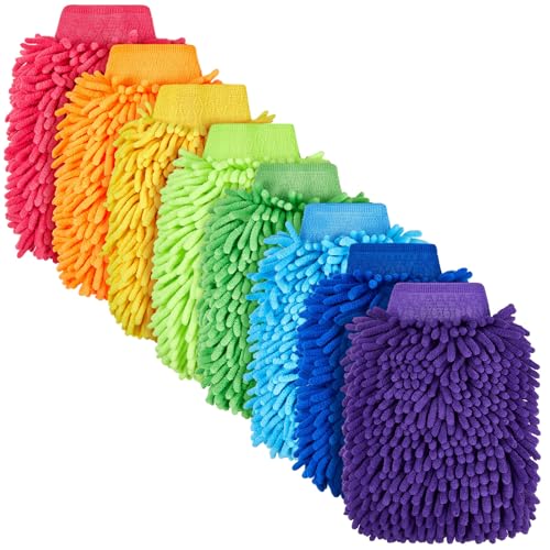 Toulite 16 Pcs Microfiber Wash Mitts, 7.48 x 10.24 Inch, Bright Colors - color: Bright Colors, size: 7.48 x 10.24 Inch