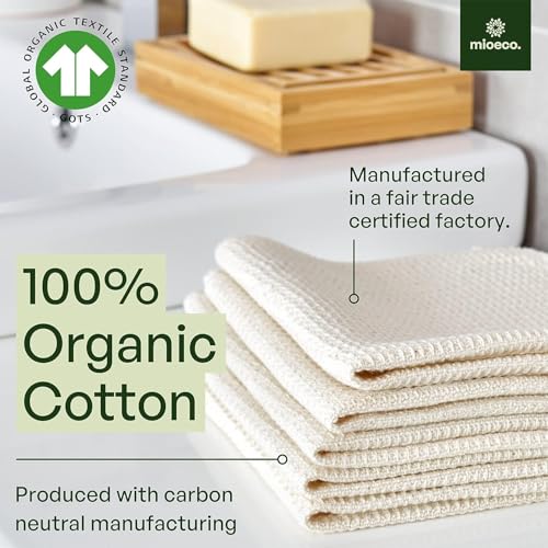 mioeco 5 Pack Reusable Kitchen Paper Towels, Large Size Cotton Dish Cloths - size: 5 Pack White Large (18 x 15 inches)