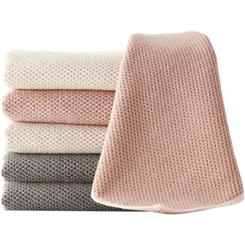 Barista Towels 6 Pack, Espresso Machine Accessories, 12"x12" - color: Grey/Pink/Beige