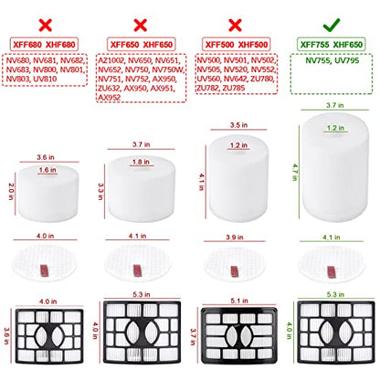 Leadaybetter 2 HEPA + 4 Foam & Felt Filters for Shark Rotator Powered Lift-Away XL Capacity NV755, UV795 Vacuum Cleaner, Compare to Part # XFF750 & XHF650 Replacement