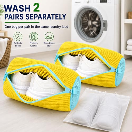 Shoe Washing Machine Bag: Shoes Come Out Clean & Protected during Washing - color: Yellow Shoe Washer Bag