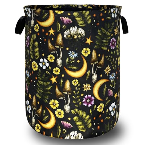 Cute Mushroom Print Laundry Basket Oxford Cloth Hamper 18.9x16.5Inch - color: Cute Mushrooms Floral Moon