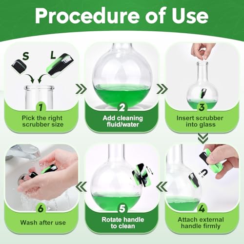 Magnetic Glass Cleaner Kit, Dual Silicone Scrubbers with Handle, Green - color: Green