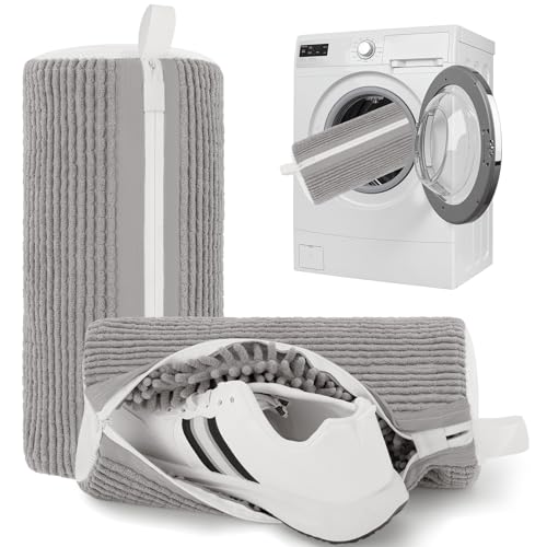 Shoe Washing Machine Bag Shoe Laundry Bags for Sneakers Reusable 2pc Shoes Cleaning Bags 360° Deep Clean for All Shoes Types With Invisible Zipper - color: Gray 2pcs