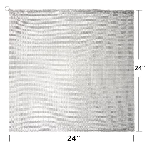 Cast Iron Cleaner & Chainmail Skillet Scrubber - 24''x24'' 3.8mm Small Ring, 316L Stainless Steel Interlocking Mesh Sheet, Flexible Chainmail Panel, Fine Linked Ring Fabric, Woven Ring Net - size: 24''x24''