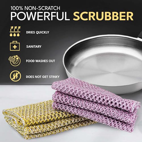 Non-Scratch Dish Scrubbers (3 Pcs) — Outlasts 7+ Sponges, Stays Odor-Free | Replace Smelly Kitchen Sponges | Non-Absorbent Mesh | Safe on Non-Stick, Cast Iron, Glass | Made in Korea Since 2012 - color: 2pcs Scourer (1pk of 2)