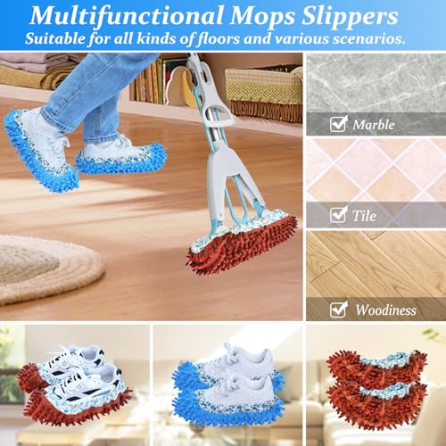 Mop Slippers Shoes Cover Duster - Microfiber Mopping Slippers for Floor Cleaning,Floor Cleaning Tools, Washable Reusable Mop Shoes Microfiber Foot Socks (2 Pairs)