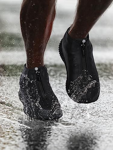 HTHOY&GOWY Shoe Covers Waterproof Silicone Rain Overshoes for Kids Men and Women - color: Grey, size: M (Women 5-6, Men 5-6)