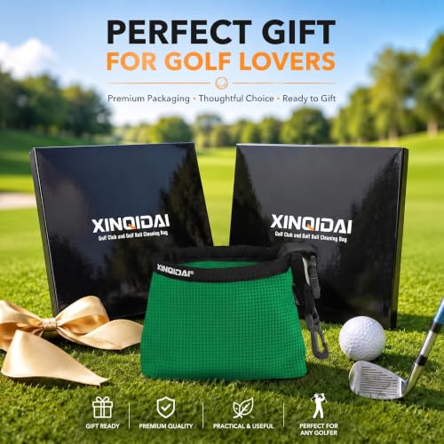 Waterproof Golf Club Cleaner Bag and Golf Ball Washer with Clip,Green - color: GREEN