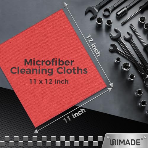 UNIMADE Microfiber Cleaning Cloth, 24 Pack Reusable Microfiber Towels - color: Red, size: 24pk