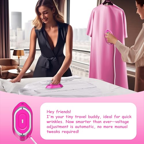 Newbealer Travel Iron Set, 100-240V Mini Dry Iron for Clothes (No Steam) - color: Hotpink