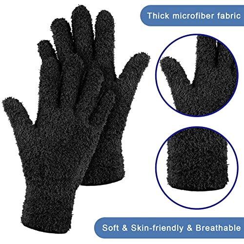 Patelai 3 Pairs Microfiber Dusting Gloves for Plants Leaf, Large - color: Black, size: Large
