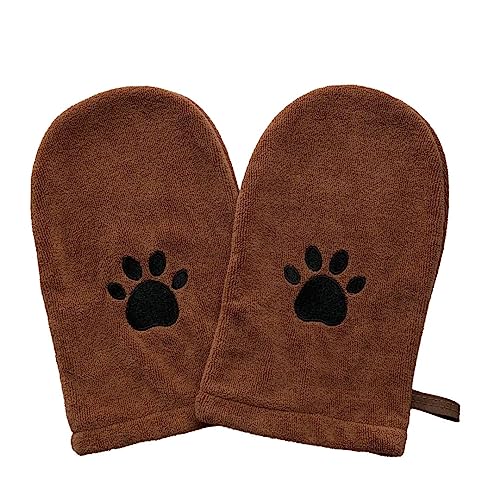 Penny & Niko Microfiber Pet Towel Mitts - Paw Cleaning and Drying Mitts/Gloves for Dogs and Cats (Brown, Standard - 2 Pack) - color: brown, size: Standard - 2 pack