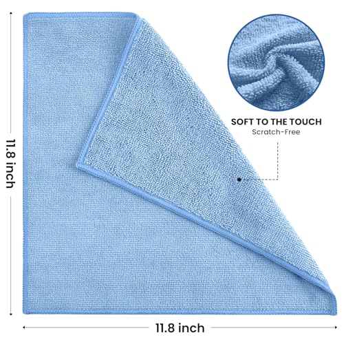 SIFANGKE Microfiber Cleaning Cloth, 12 Pack Blue Cleaning Rags for Housekeeping, Reusable Microfiber Towels for Car, Kitchen, Bathroom and Household Cleaning Supplies, 11.8"X11.8" - color: J.blue, size: 1 Count (Pack of 12)