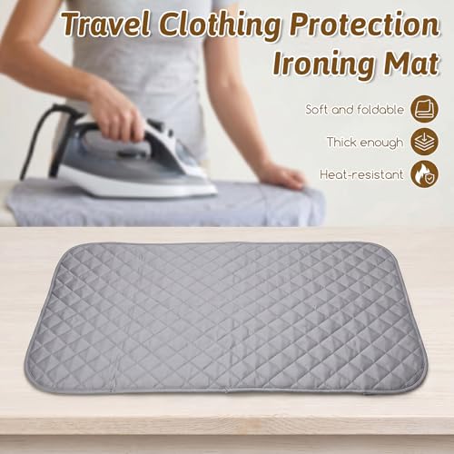Portable Ironing Mat for Table Top, Foldable Ironing Board for Washer or Dryer Tops, Double Sided Use Heat Resistant Pad for Travel Office Student Dormitory (No Magnet, 33.5 x 17.7 Inches)