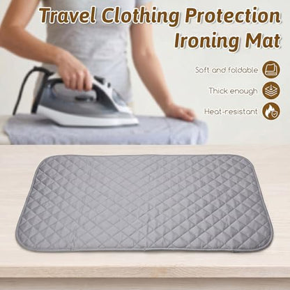 Portable Ironing Mat for Table Top, Foldable Ironing Board for Washer or Dryer Tops, Double Sided Use Heat Resistant Pad for Travel Office Student Dormitory (No Magnet, 33.5 x 17.7 Inches)