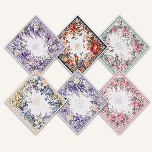 Shwing Swedish Dishcloths for Kitchen 6 Pack Vintage Floral Bird Frame Pattern Reusable Paper Towels Kitchen Towels Dish Cloths for Washing Dishes Washable Quick Drying Absorbent Cleaning Cloths - color: Vintage Floral Bird