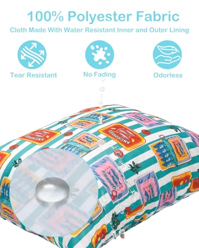 ALVA ALVABABY 2pcs Cloth Diaper Wet Dry Bags Waterproof Reusable with Two Zippered Pockets Travel Beach Pool Daycare Soiled Baby Items Yoga Gym Bag for Swimsuits or Wet Clothes 2LM22 - color: Stamps about fish and fruits