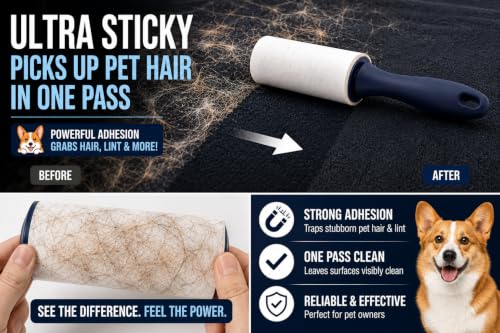 Extra Sticky Lint Roller for Pet Hair, 6 Pack 600 Sheets - size: 6 Packs