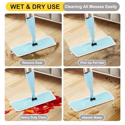 16.5 Inch Reusable Mop Pads Microfiber Spray Mop Replacement Heads for Wet/Dry Mops Compatible with Bona Floor Care System (6 Pack) - color: Gray