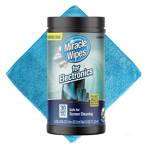 MiracleWipes for Electronics Cleaning - Screen Wipes Designed for TV, Phones, Monitors and More - Includes Microfiber Towel - (30 Count) (Pack of 3) - size: 30 Count (Pack of 3)