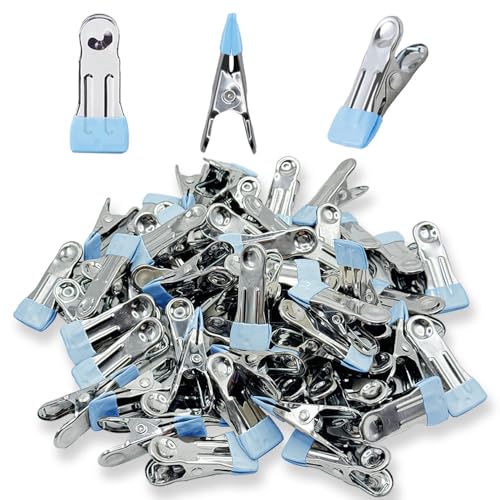 Stainless Steel Clothes Pins For Hanging Clothes, Laundry Clips, Heavy Duty Outdoor, Bag Clips For Socks, Towels, Snacks, Photos (66, Blue) - color: Blue