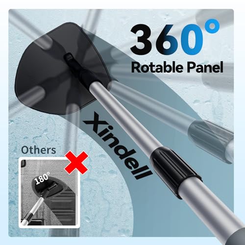 XINDELL Interior Windshield Cleaner Tool, Car Window Cleaning Kit with 4 Reusable Microfiber Pads, Extendable Handle & 360° Rotating Head, Streak-Free Auto Glass Wiper for Truck SUV RV - color: Orange