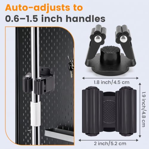 4 Pack Strong Magnetic Broom Holder, Black