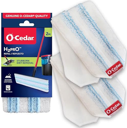 O-Cedar Genuine H2prO Mop Pad Replacement| Microfiber Refill | Machine Washable | Compatible with O-Cedar H2prO Spin Mop System (Pack of 12) - size: 12-Pack