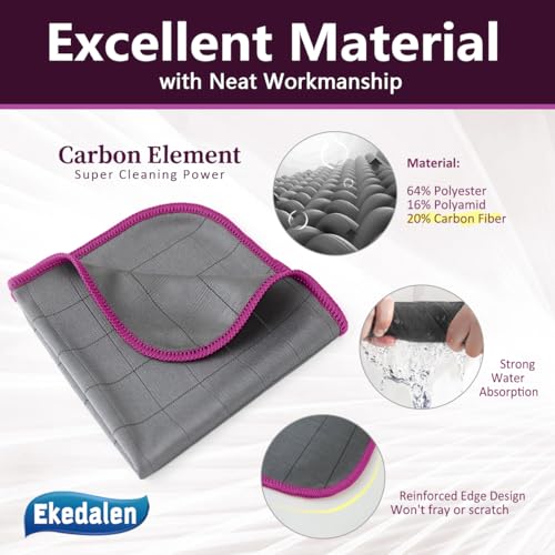 Ekedalen Microfiber Cleaning Cloth Lint Free Glass Polish, Purple-Dark Grey - color: Purple-dark Grey