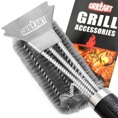 GRILLART Grill Brush and Scraper BBQ Brush for Grill, Safe 18" Stainless Steel Woven Wire 3 in 1 Bristles Grill Cleaning Brush, BR-4516 - size: 18 Inch