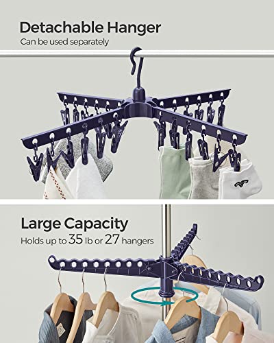 SONGMICS Clothes Drying Rack, 72.8-Inch Drying Rack, 3 Rotatable Arms - color: Blue + Silver, style: 2-Tier-Clip