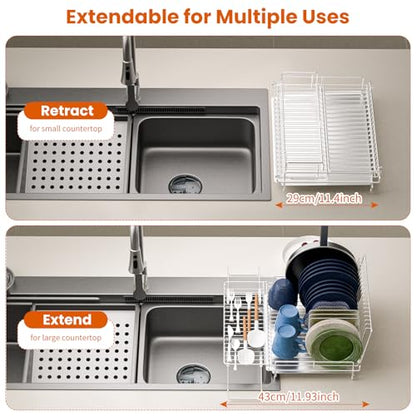 Dish Drying Rack Stainless Steel Expandable Large - size: 16.93"Wx22.44"L