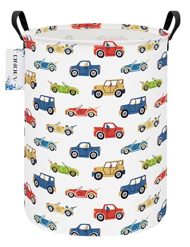 Round Collapsible Cartoon Car Laundry Hamper for Adults and Kids - color: Round Racing Car