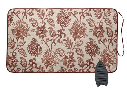 Cotton Magnetic Ironing Mat - Washable Fabric, Fiber Pad & Iron Rest - Foldable, Lightweight Ironing Surface for Tabletop, Washer, or Dryer - Fruit & Floral - color: D09-brown