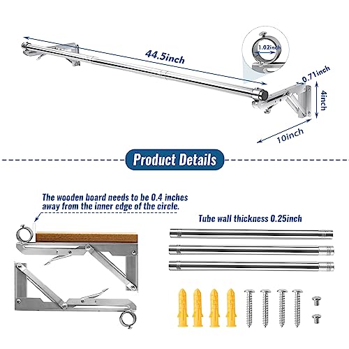 TBMLC Foldable Wall Mounted Clothes Rack- 44'' Long Rod & 2 Thick Bases - style: 44 inches length