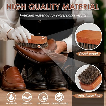 TAKAVU Shoe Brush 100% Genuine Horse Hair, Won't Scratch Leather (1 Piece) - size: 1pc