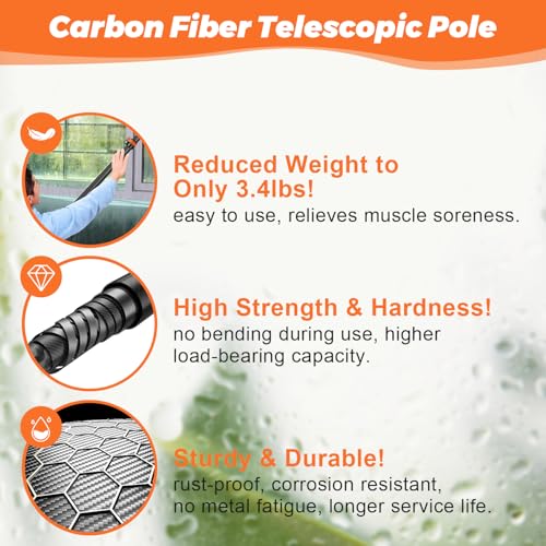 4.7-30FT Carbon Fiber Telescopic Squeegee for Window Cleaning Kit - size: 30 FT