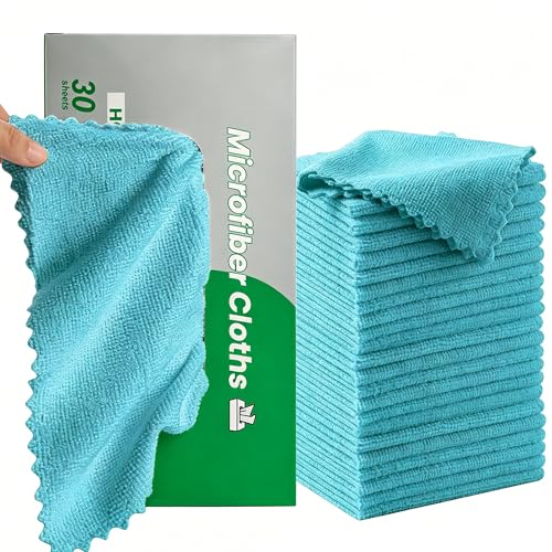 30 Pack Microfiber Cleaning Cloths, Dish Towels for Kitchen, Car, Bathroom - color: Blue