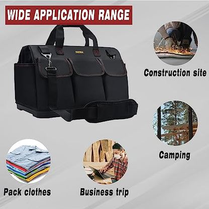 FASTECH 22-inch Heavy Duty Bottom Tools Bag With Wide Mouth For Tool Storage, Carrier and Organizer, Tool Bag For Men, Wide Mouth Tote Bag With Inside Pockets (22Inch) - size: 22IN BOTTOM