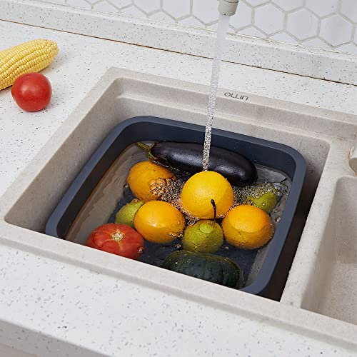 Goderewild Collapsible Dish Basin, 9L (2.4 Gal) Foldable Sink Tub, Black - color: Black