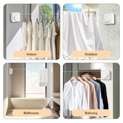Retractable Clothesline Indoor Outdoor-Square White - size: Square-White