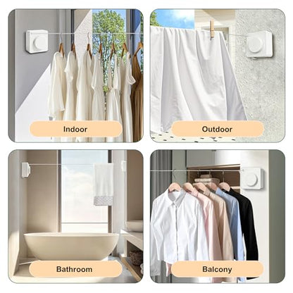 Retractable Clothesline Indoor Outdoor-Square White - size: Square-White