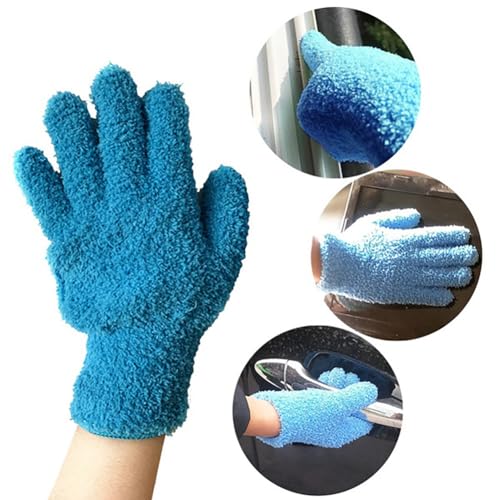GSHLLO 4 Pcs Microfiber Dusting Gloves Plant Cleaning Gloves Car Wash Gloves Reusable House Gloves Washable Cleaning Mittens