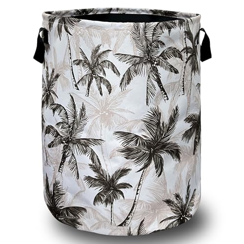 Tropical Palm Tree Laundry Basket Oxford Cloth Hamper 18.9"x16.5" - color: Colorful Tropical Vintage Palm Trees