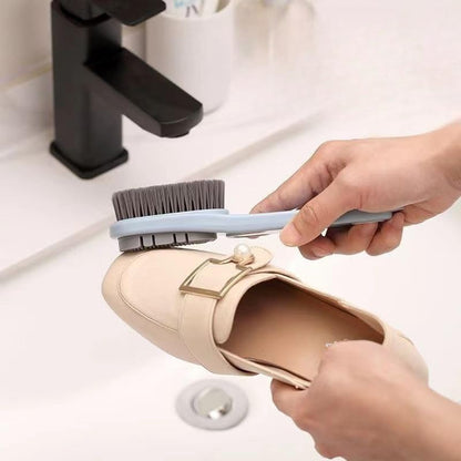 Shoe Cleaner Brush Laundry Stain Removal Brush Double Sided Soft Bristle Long Handle Multi Cleaning Brush for Shoes Clothes Scrub Brush with Silicone Soft Brush Sole Cleaning (Green) - color: Green