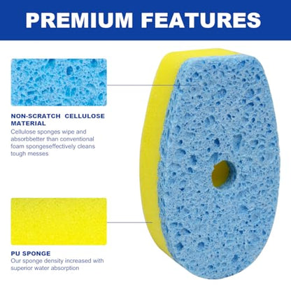 CELOX Dish Sponge with Handle, Dish Scrubber with Soap Dispenser - color: Blue Handle , Blue Sponge Head